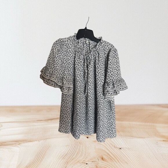 Max Studio Black & White Print Short Sleeve Top 1x - Picture 1 of 6